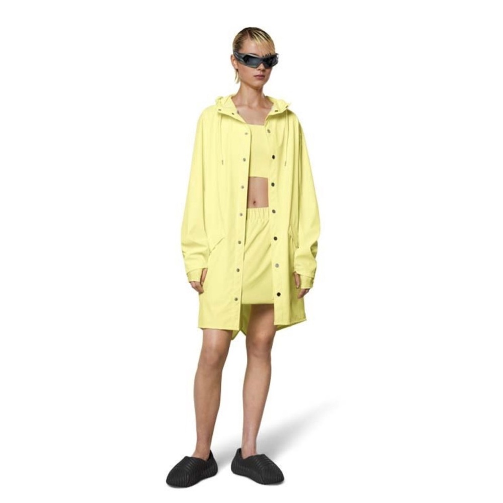 RAINS Long Jacket Unisex XS Straw Pastel Yellow Outdoor Raincoat Streetwear